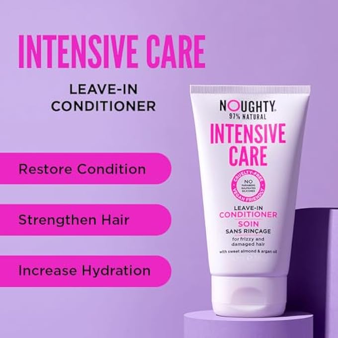 NOUGHTY 97% NATURAL, INTENSIVE CARE LEAVE IN CONDITIONER, 97% NATURAL SULPHATE FREE VEGAN HAIRCARE, HYDRATING FORMULA FOR DRY, FRIZZY & DAMAGED HAIR, WITH SWEET ALMOND AND ARGAN OIL 150ML - Image 3